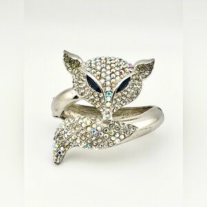 Vintage Silver Fox Chrome & AB Crystal clamper Bracelet Circa 80’s